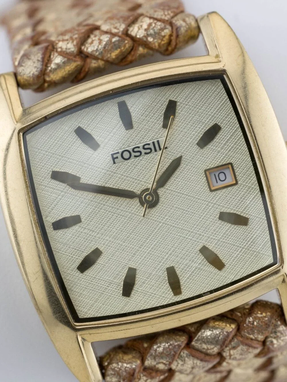 FOSSIL JR-8840 Gold Braided Leather Quartz Analog Women's Watch New Battery